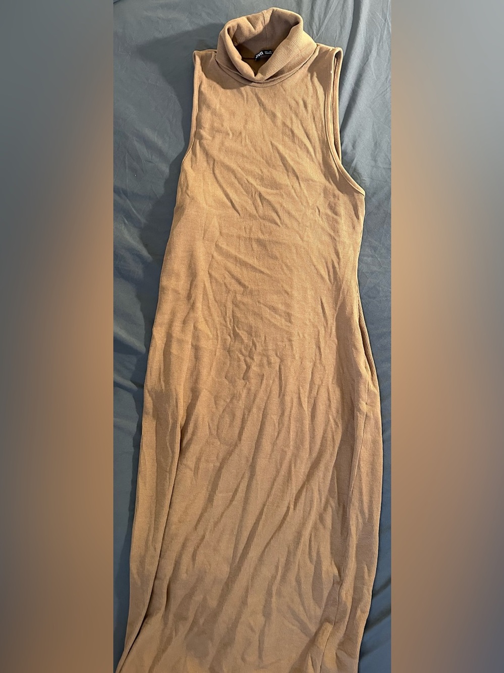 Zara Sleeveless Maxi Tank Dress in Camel Beige